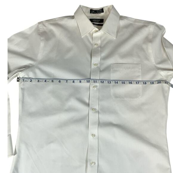 Nordstrom Trim Fit Royal Oxford Solid White Dress Button Down Wrinkle Free 32-33 - Picture 9 of 9